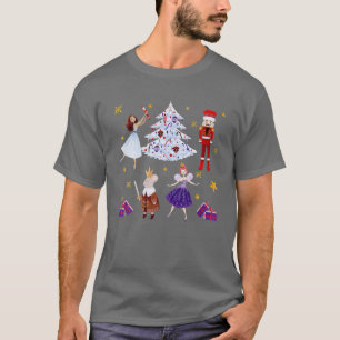 Camiseta Balé de Nutcracker de Natal Dançando Mulheres Cria