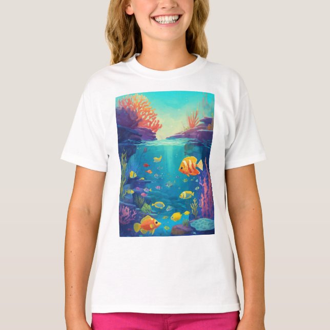 Camiseta "Balé do Oceano: Peixe em Movimento" (Frente)