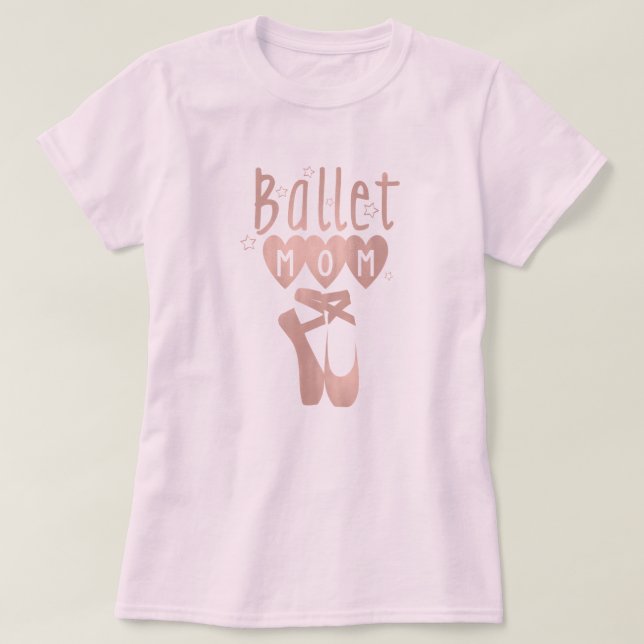 Camiseta Balé Mãe Rosa Rosa Rosa Dourada Estrelas e Coraçõe (Frente do Design)