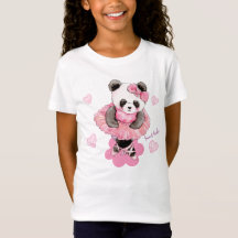 Balé Panda Bonito Com Belos Corações Rosa