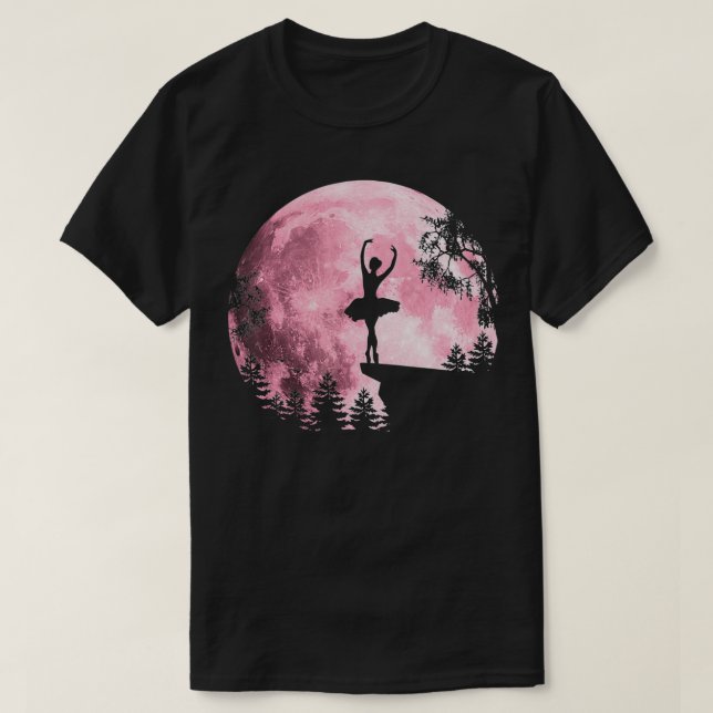 Camiseta Balé Rosa FullMoon Dançando Lua das Mulheres Ba (Frente do Design)