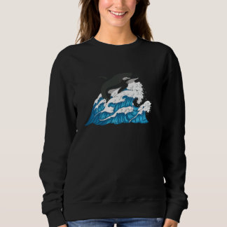 Camiseta Baleia Assassina Ondas Oceano Animal Orca Manga Lo