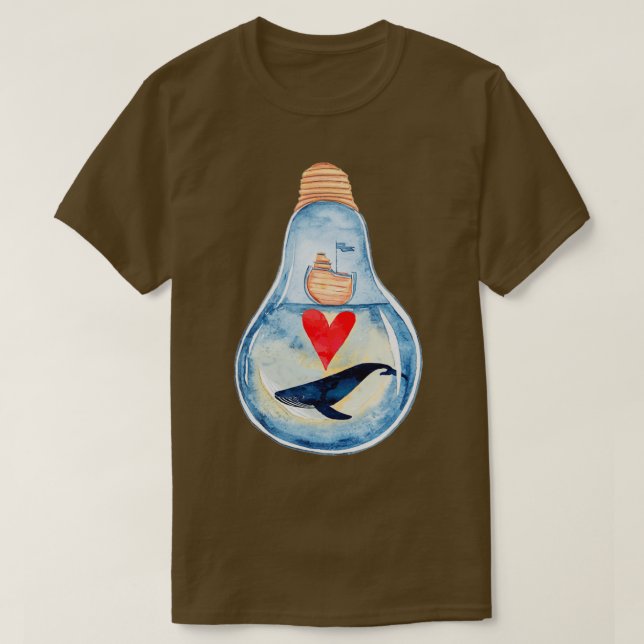 Camiseta Baleia Azul de Aquarela 4 (Frente do Design)