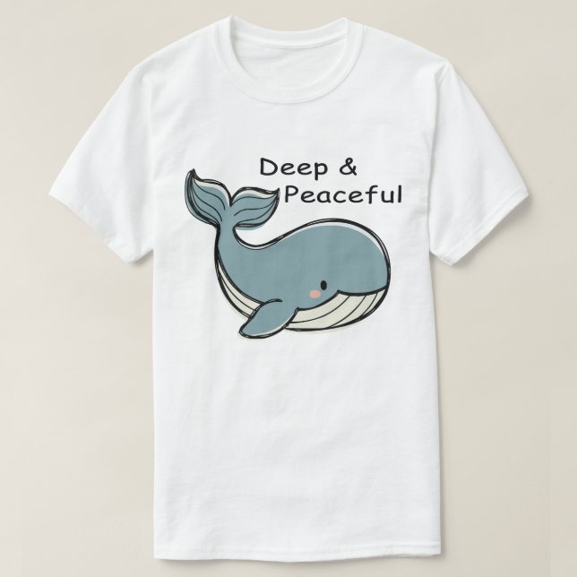 Camiseta Baleia Azul Fofa Profunda & Pacífica (Frente do Design)