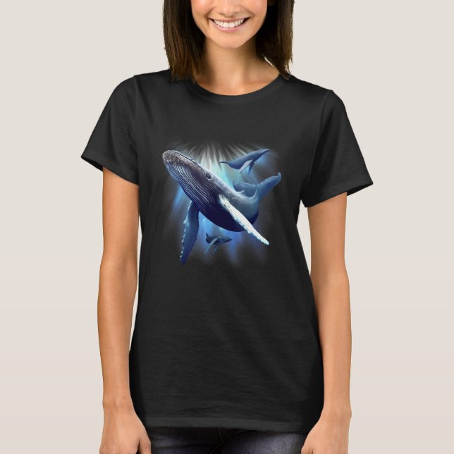 Camiseta Baleia Azul Humpback Mar marinho Oceano Animal Sal (Frente)