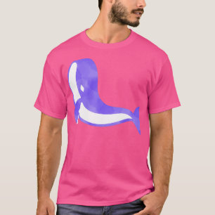 Camiseta baleia azul-oceânica de aquarela 1