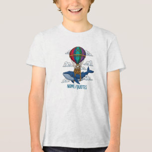 Camiseta Baleia Azul Voadora com Balão de Ar Quente