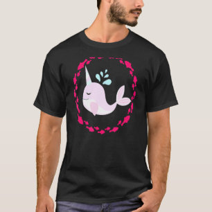 Camiseta Baleia-Bebê Pequena Com Muitos Peixes Pequenos Por