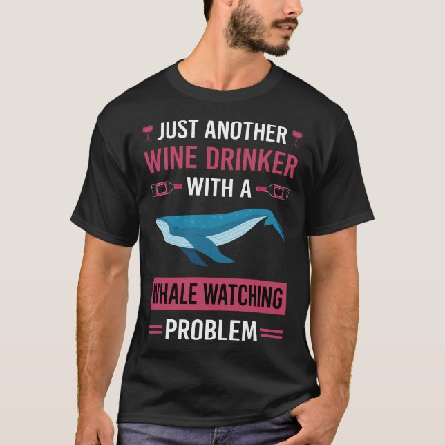 Camiseta Baleia Bebida Vinho Vigiando (Frente)