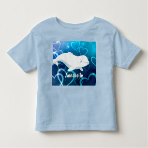 Camiseta Baleia Beluga Personalizada e Corações Azuis Ártic