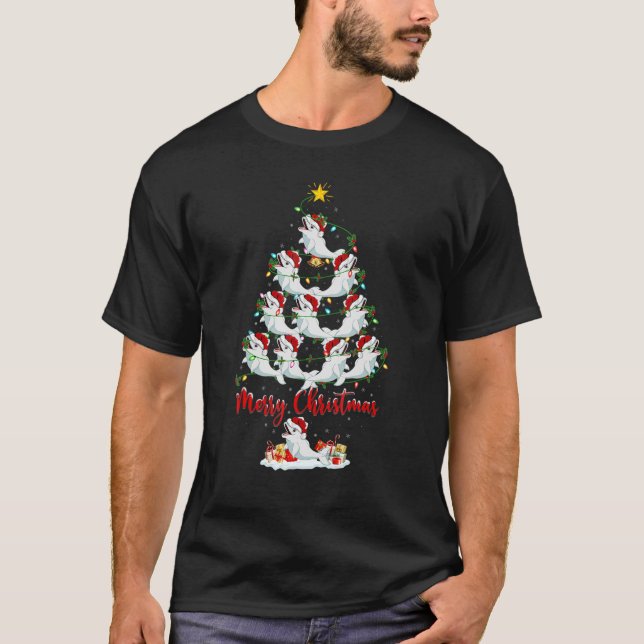 Camiseta Baleia Beluga Xmas Luzes Beluga Natal T (Frente)