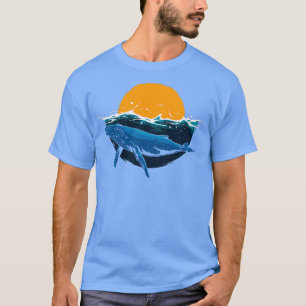 Camiseta Baleia Black Orca Ocean Swiming Sunrise