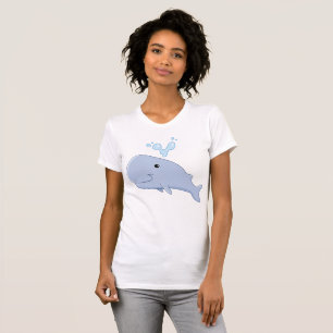 Camiseta Baleia-branca com abertura de água animal adorável