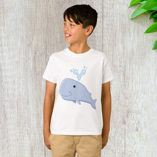 Camiseta Baleia-branca com abertura de água animal adorável