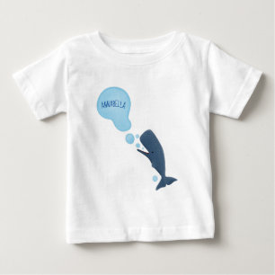 Camiseta Baleia cachalote fofa soprando bolhas desenho anim
