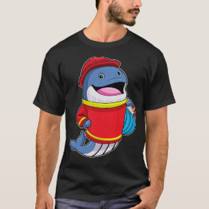 Camiseta Baleia como Bombeiro com Mangueira