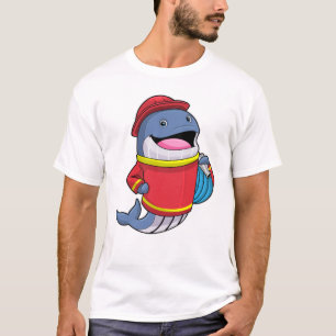 Camiseta Baleia como Bombeiro com Mangueira
