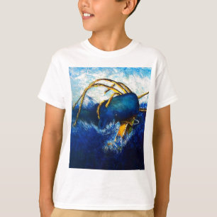 Camiseta Baleia contra a pintura colossal do Seascape do