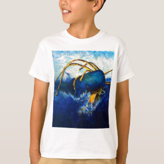 Camiseta Baleia contra a pintura colossal do Seascape do