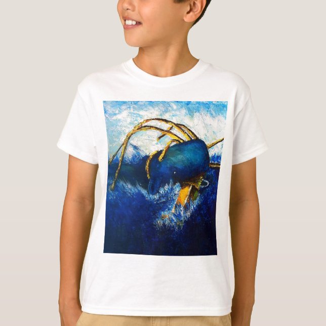 Camiseta Baleia contra a pintura colossal do Seascape do (Frente)