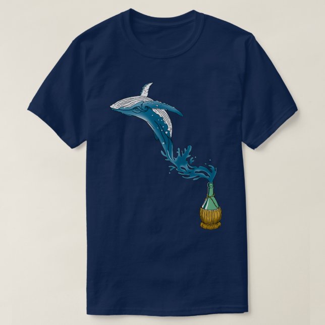 Camiseta Baleia da ideia da garrafa saltar para fora de si (Frente do Design)