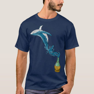 Camiseta Baleia da ideia da garrafa saltar para fora de si