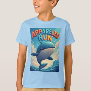Camiseta Baleia de Desenho Animado: Corrida Aprumada