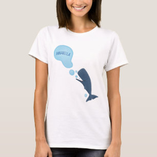 Camiseta Baleia de esperma branca soprando cartoons