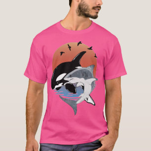 Camiseta Baleia de Orca e Samoa Polinésia de Tubarão