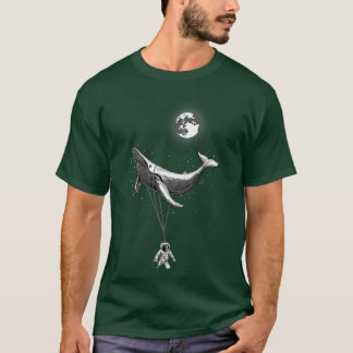 Camiseta Baleia do Mar com Gravidade Zero Segurando Espaço 