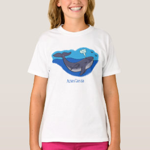 Camiseta Baleia e caricatura branca de vitelo