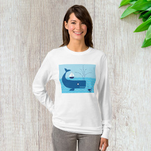 Camiseta Baleia e veleiro - Mar Azul