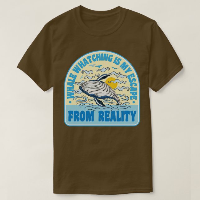 Camiseta Baleia Engraçada Observando Mamíferos do Mar 7 (Frente do Design)
