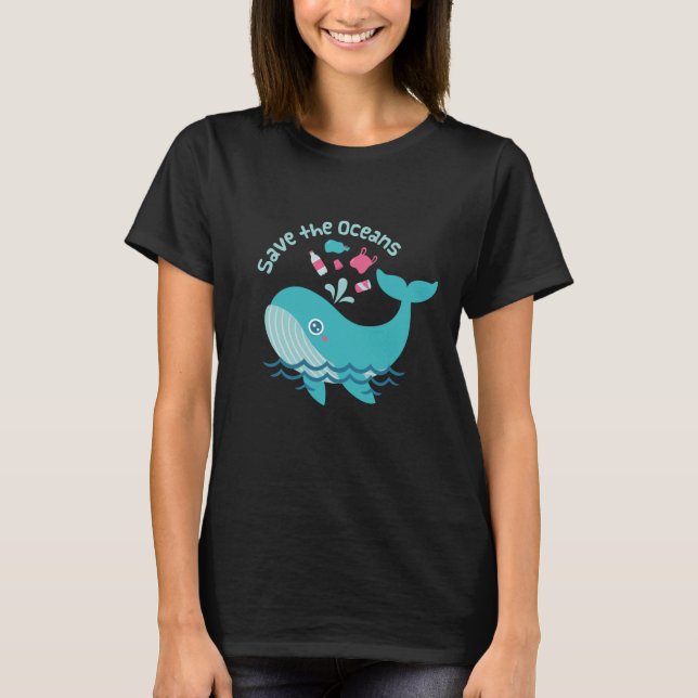 Camiseta Baleia Gelada, Salve os Oceanos (Frente)