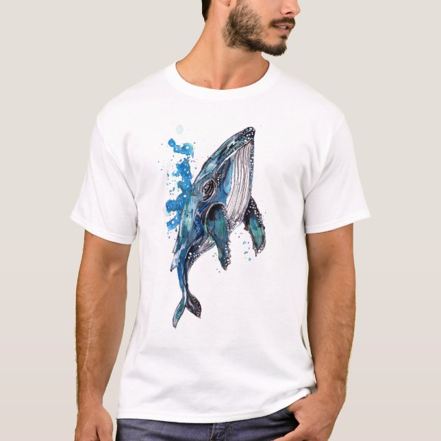 Camiseta Baleia-jubarte azul (Frente)