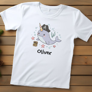 Camiseta Baleia Narval Pirata Fofa