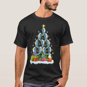 Camiseta Baleia Peixe Árvore de Natal Iluminação Papai Noel