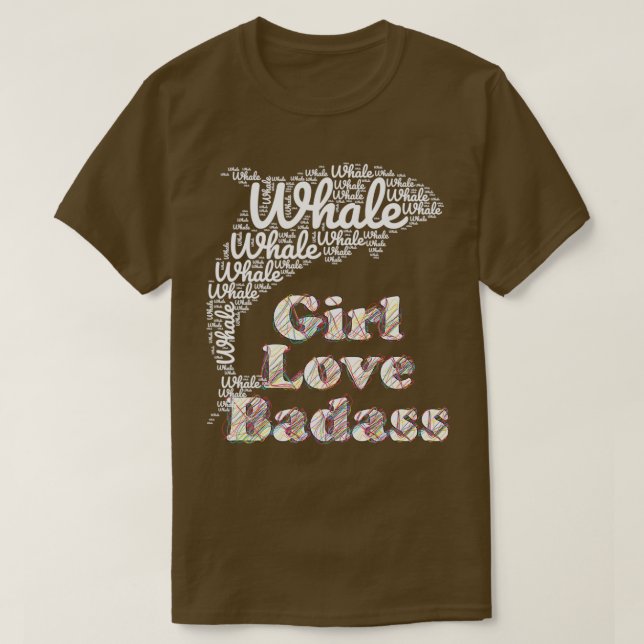 Camiseta Baleia Rapariga Badass Baleia Arco-Íris Coração Ad (Frente do Design)