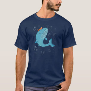 Camiseta Baleia Rei com Coroa   Arte Popular Oceânica Capri
