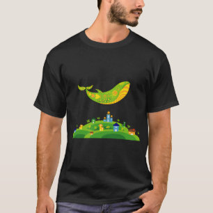 Camiseta Baleia sobre pequena cidade