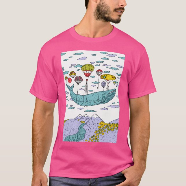 Camiseta Baleia Sonho Capa Azul de Baseball (Frente)