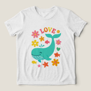 Camiseta Baleia sorridente e amigos do oceano - Crianças bo