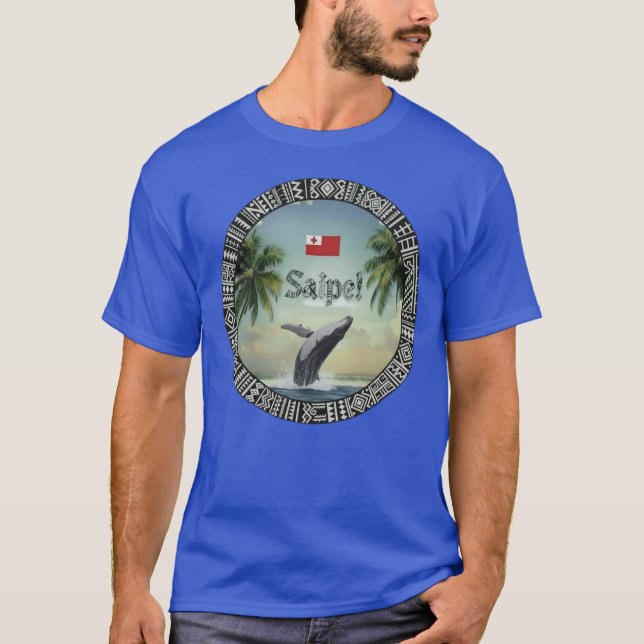 Camiseta Baleia Tonga Eua fora da rede ilha do Pacífico (Frente)