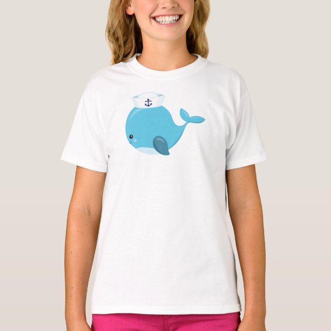 Camiseta Baleia-vela, Baleia-branca, baleia-pequena, baleia (Frente)