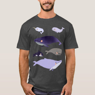 Camiseta Baleias Cor de roxo e cor-de-rosa Ilustração anima
