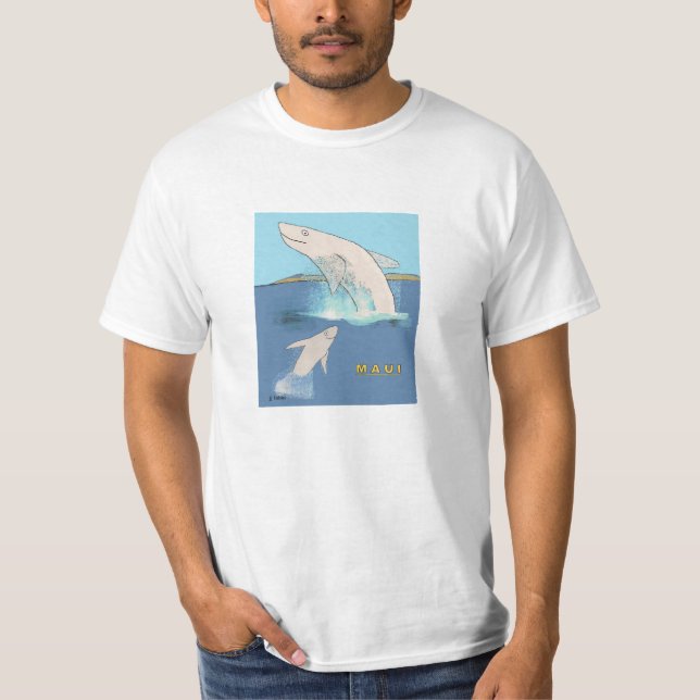Camiseta Baleias de Maui que Cavorting (Frente)