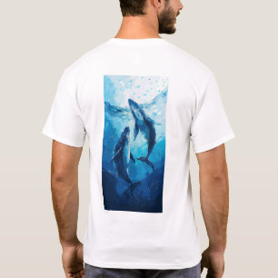 Camiseta Baleias no Mar - Ilustração Simples Criativa T