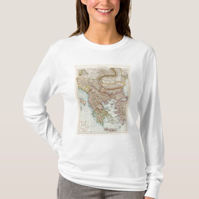 Camiseta Balkanhalbinsel - mapa da península de Balcãs (Frente)