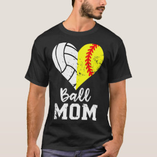 Camiseta Ball Heart Engraçado Jogador de Voleibol Softball