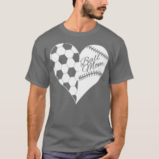 Camiseta Ball Mãe Baseball Softball Heart White